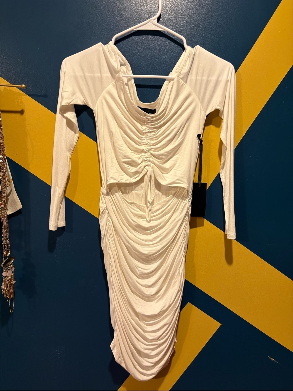 Revolve H:OURS Eclair White Off-Shoulder Mini Dress NWT